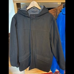 Wool blend Hooded Coat, fleece lined